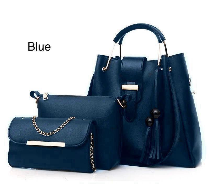 Stylish Hand Bag Set - 3 Pec Rexine With Plain Deaign - ZULF STORE