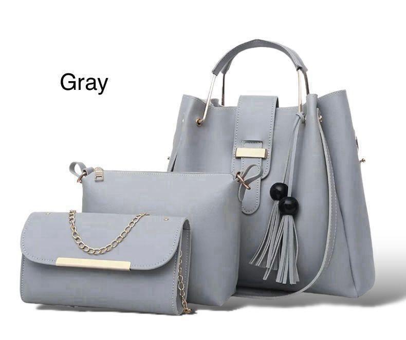 Stylish Hand Bag Set - 3 Pec Rexine With Plain Deaign - ZULF STORE